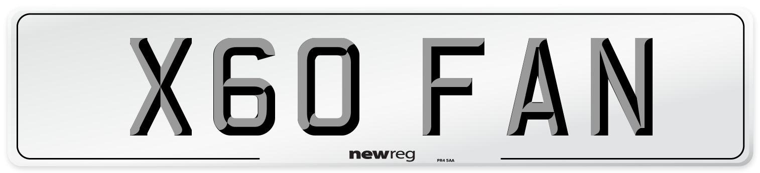 X60 FAN Number Plate from New Reg